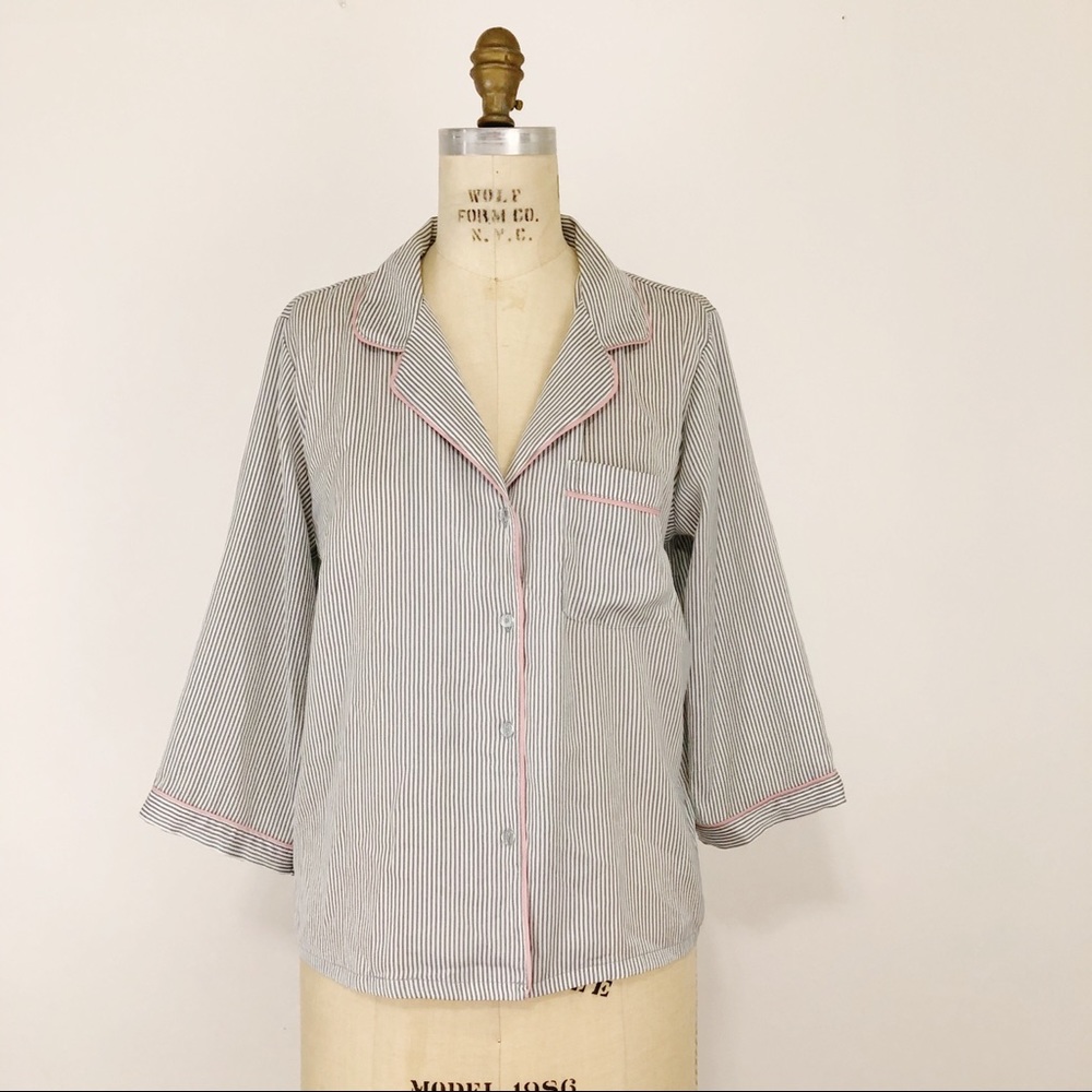 Isaac Mizrahi striped satin button front pajamas